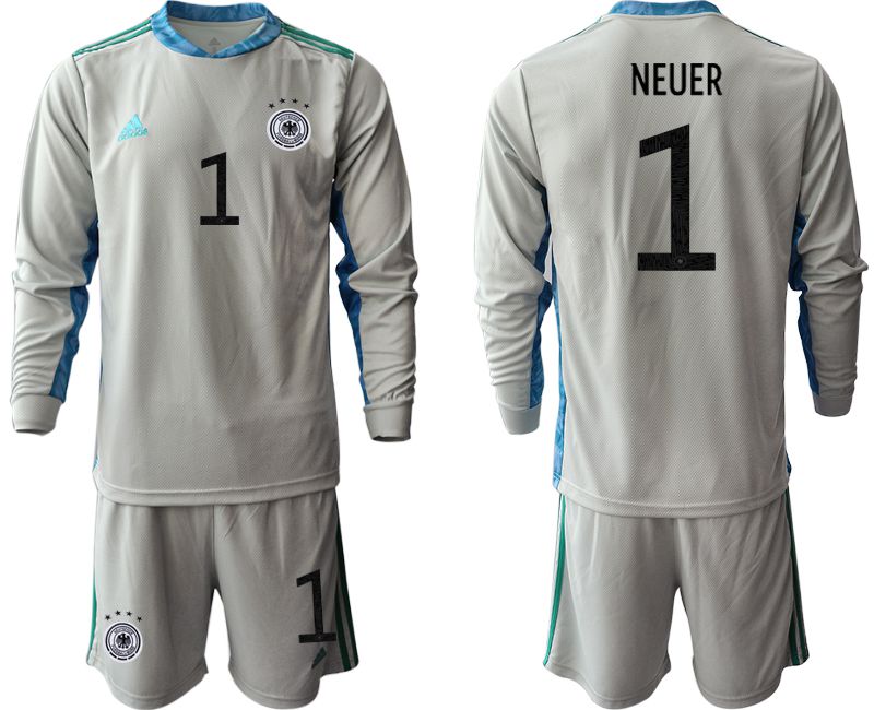 Men 2021 World Cup National Germany gray long sleeve goalkeeper #1 Soccer Jerseys